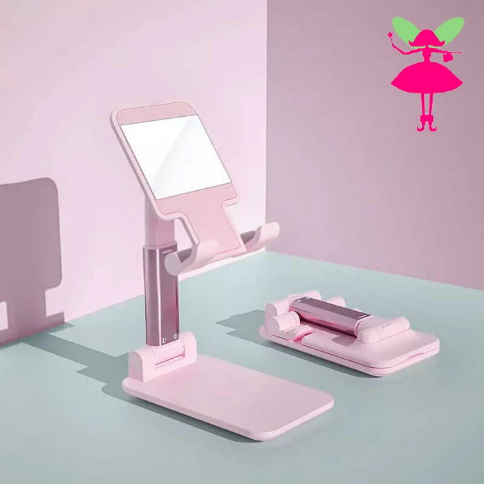 Soporte de Celular con Espejo Ajustable Plegable para Escritorio Rosa C07 -  Promart