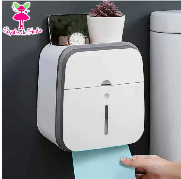 Dispensador de papel higiénico y porta celular