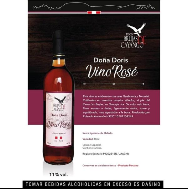 Vino Rose doña Doris BRUJAS DE CAYANGO